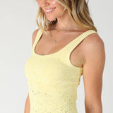 Floral Textured Lace Tank  Chocolate