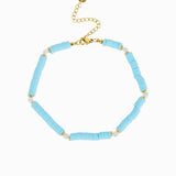 Waterproof Turquoise Disc Beaded Anklet