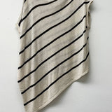 Asymmetrical Hem Stripe Tunic Top - Tan