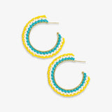 Eve - Ombre Crochet Hoop Earrings - Lemon /Turquoise