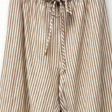 Striped Wide Leg Pants: Brown & White