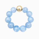 Pastel Marble Statement Beaded Necklace & Bracelet Set: Blue