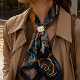 Adjustable Organic Pebble Scarf Necklace: Multi Navy