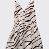 Tiger Print Romper With Tie Back - White / Brown