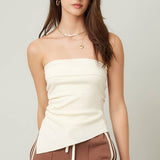 Strapless Ruched Side Top - Chocolate Brown