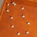 Ida 18K Non-Tarnish Petite Pearl Necklace: Yellow Gold
