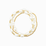 Ugly Pearl Gold Bead Mix Stretch Bracelet Set of 3