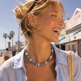 Mood Swirl Marble Bead Necklace: Blue