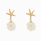 Coastal Pearl Shell Starfish Drop Earrings