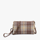 Riley Convertible Cross Body Purse, Wristlet or Clutch-  Plaid Rust/ Green