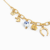 Western Blue Ceramic Multi Charm Necklace
