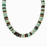 Set - Mixed Stone Gold Beaded Necklace & Stretch Bracelet: MOL