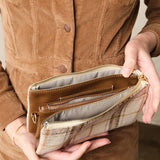 Riley Convertible Cross Body Purse, Wristlet or Clutch - Plaid Beige