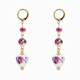 Drop Ceramic Ball Heart Earrings: Blue