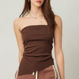 Strapless Ruched Side Top - Chocolate Brown