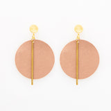 Leather Circle w/ Brass Stick Earrings Rose Gold O/S