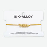 Goldie  - Gold Lurex String Bracelet w/ Block Letters  - Love