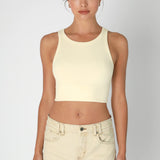 Chevron High Neck Crop Top by NikiBiki - Butter Cream