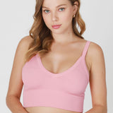 Ribbed V Neck Bra Top by NikiBiki - Peony Pink