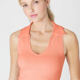 Ribbed Knit Polo Neck Top by NikiBiki - Desert Flower Orange