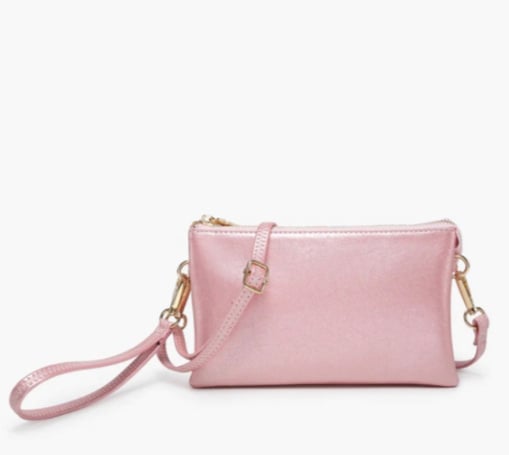 Riley Convertible Cross Body Purse, Wristlet or Clutch - Rose Quartz