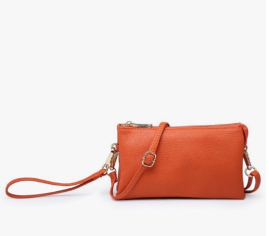 Riley Convertible Cross Body Purse, Wristlet or Clutch - Orange