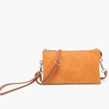Riley Convertible Cross Body Purse, Wristlet or Clutch -  Orange Suede