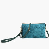 Riley Convertible Cross Body Purse, Wristlet or Clutch -  Green Velvet
