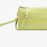 Riley Convertible Cross Body Purse, Wristlet or Clutch - Croc Green