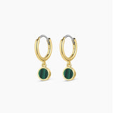 Rose Marble Coin Huggies Earrings - Gold Malachite - By Gorjana