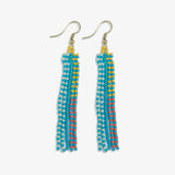 Melissa - Speckled Beaded Fringe Earrings - Turquoise