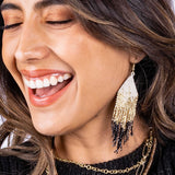 Claire - Black Ombre Stripe Fringe Earrings