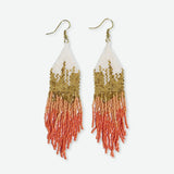 Claire - Coral Ombre Stripe Fringe Earrings
