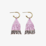 Leta - Confetti Beaded Mini Gold Hoop Earrings  - Lavender