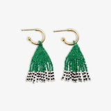 Leta - Confetti Beaded Mini Gold Hoop Earrings  - Kelly Green