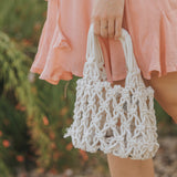 Colbie Macrame Mini Bucket Bag  - Ivory