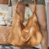 Large Hobo Bag w/ Braided Handle by Street Level - Tan