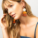 Leather Ombre Triple Drop Earrings Tan
