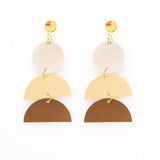 Leather Ombre Triple Drop Earrings Bronze