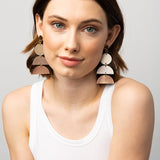 Leather Ombre Triple Drop Earrings Rose Gold