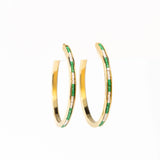 Lulu - Brass Hoop Earrings w/ Seed Bead Chanel - Green by Ink & Alloy