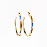 Lulu - Brass Hoop Earrings w/ Seed Bead Chanel - Navy by Ink & Alloy