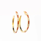 Lulu - Brass Hoop Earrings w/ Seed Bead Chanel - Red by Ink & Alloy