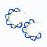 Luna - Crochet Beaded Mini Hoop Earrings - Lapis Blue