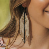 Ivory With Gold Diamond Fringe Earrings