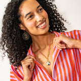 Maria Braided Necklace Enamel Pendant - Red by Ink & Alloy