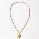 Maria Braided Necklace Enamel Pendant - Red by Ink & Alloy
