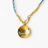 Maria Braided Necklace Enamel Pendant - Blue by Ink & Alloy
