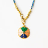 Maria Braided Necklace Enamel Pendant - Blue by Ink & Alloy
