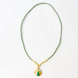 Maria Braided Necklace Enamel Pendant - Green by Ink & Alloy